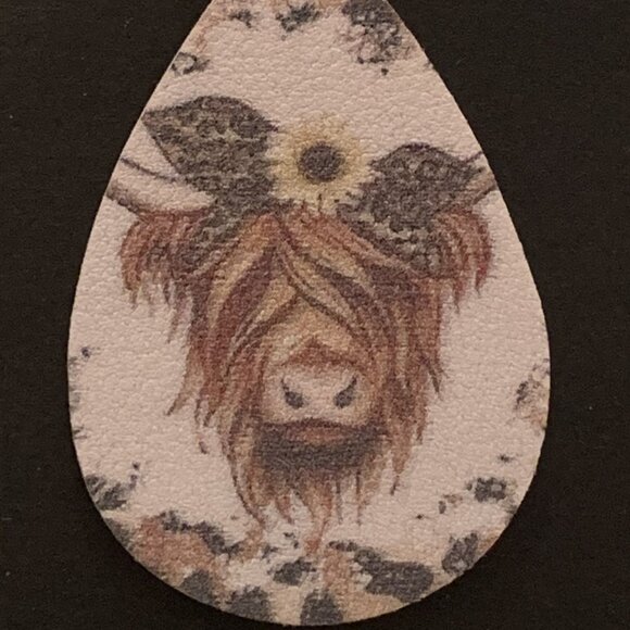 Cow Earring, Highland Bull Earring, Boho Earring, Leopard Print Earring, Flower - Picture 3 of 5